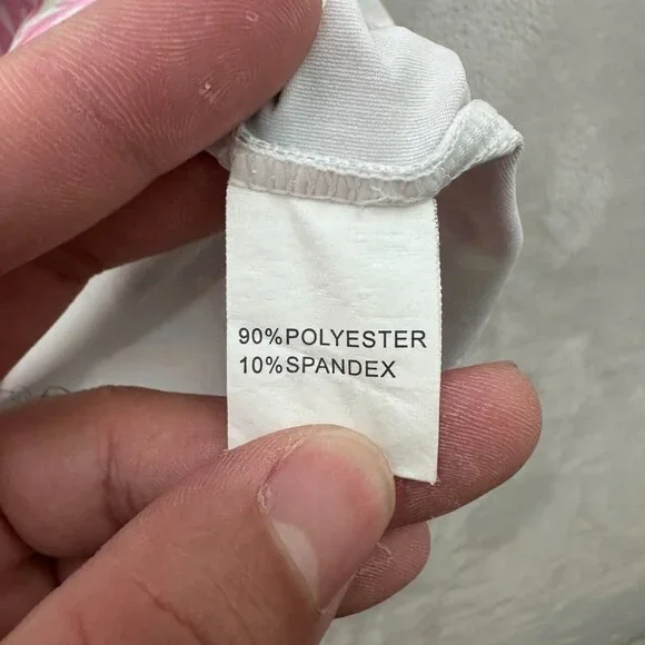 Sunday Swagger Polo Shirt Mens L Pink Palm Trees Geometric Golf Performance - Picture 4 of 8